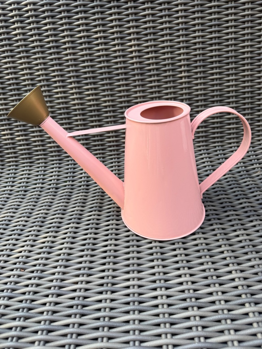 Frontgate Pink Metal Watering Can with Gold Spout - NWT